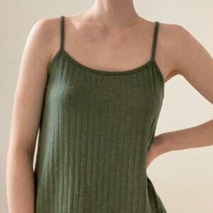 Kaki Green Ribbed Cami Top